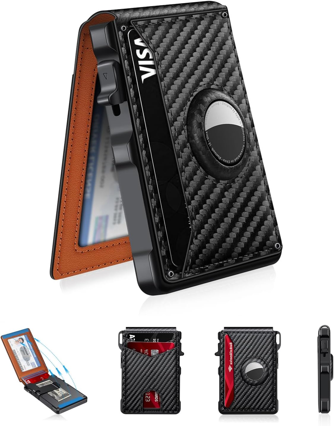 AirTag Wallet for Men – Slim RFID Bifold Card Holder (12+ Cards)