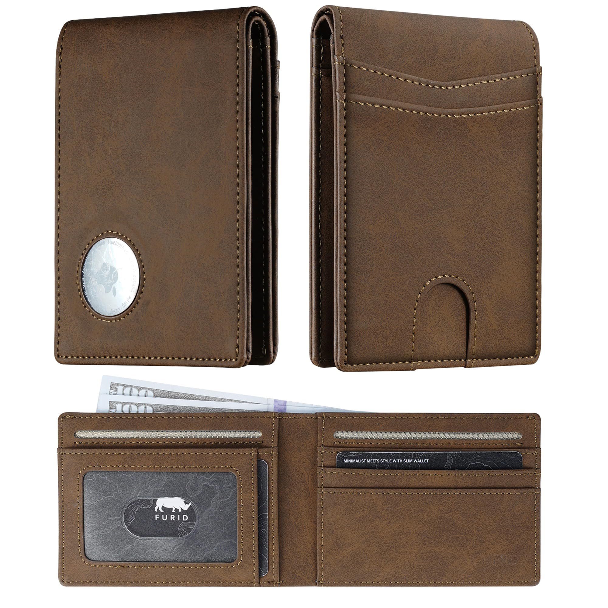 AirTag Wallet for Men – Slim RFID Bifold Front Pocket Card Holder - Abbycart