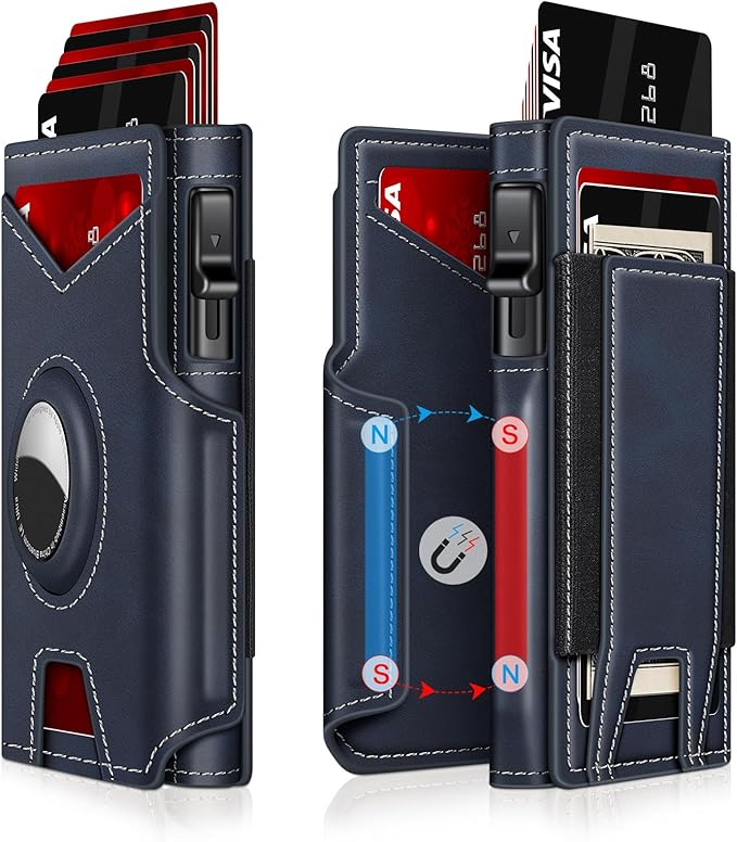 Airtag Wallet for Men – Slim RFID Blocking, Pop - Up Card Holder with Cash Slot - Abbycart