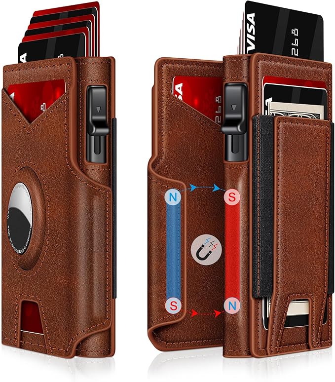 Airtag Wallet for Men – Slim RFID Blocking, Pop - Up Card Holder with Cash Slot - Abbycart