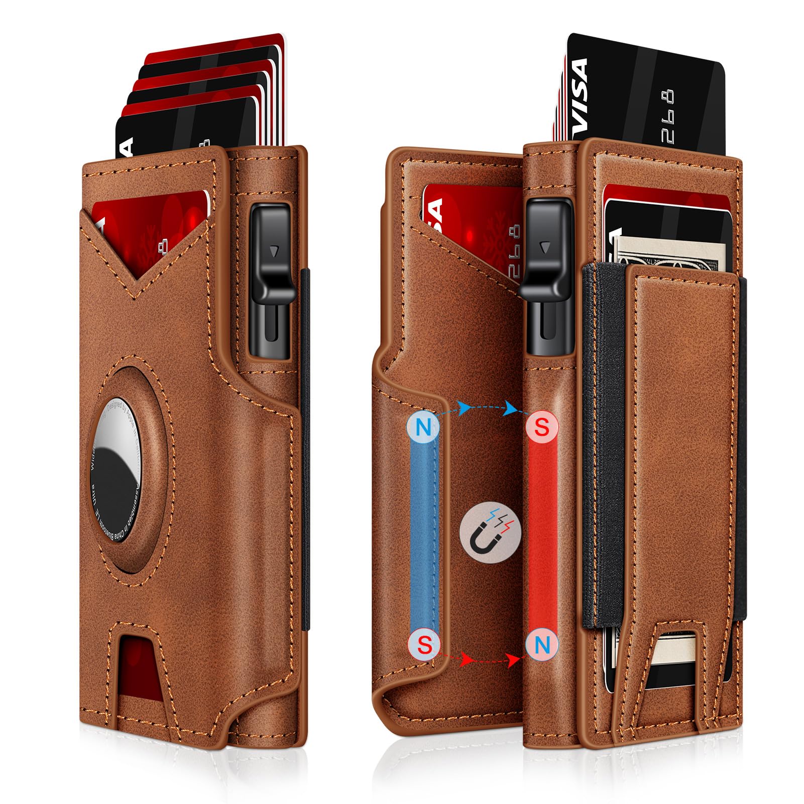 Airtag Wallet for Men – Slim RFID Blocking, Pop - Up Card Holder with Cash Slot - Abbycart