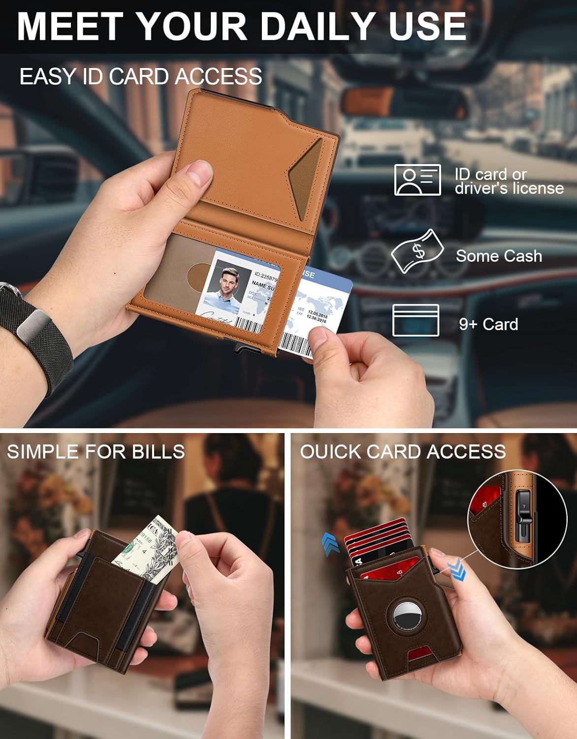 AirTag Wallet for Men – Slim RFID Pop Up Card Holder (13 Cards) - Abbycart
