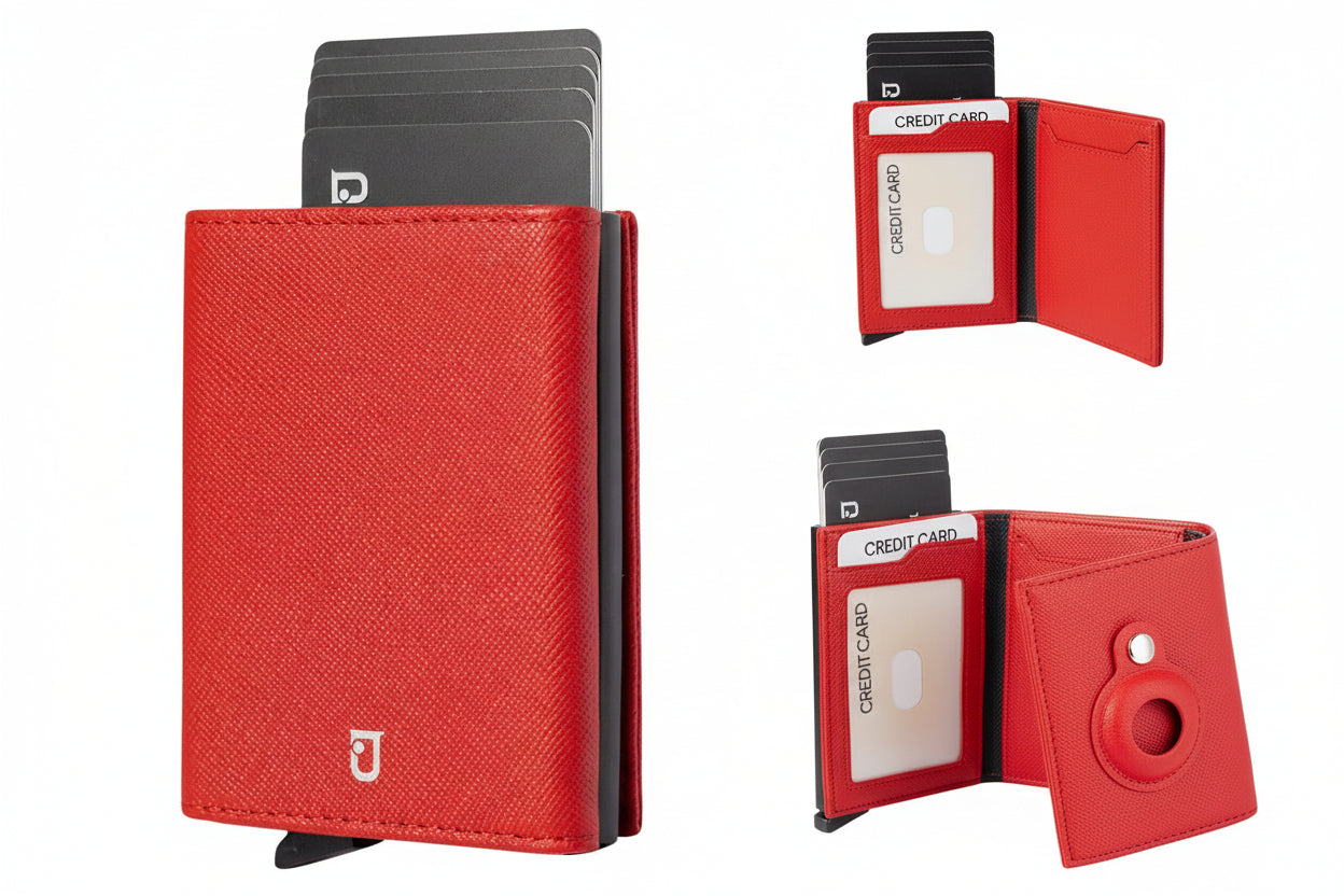 Airtag Wallet with Pop-Up Card Case | Genuine Leather RFID Slim Wallet