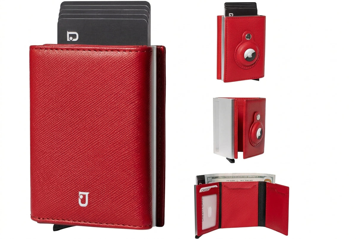 Airtag Wallet with Pop-Up Card Case | Genuine Leather RFID Slim Wallet