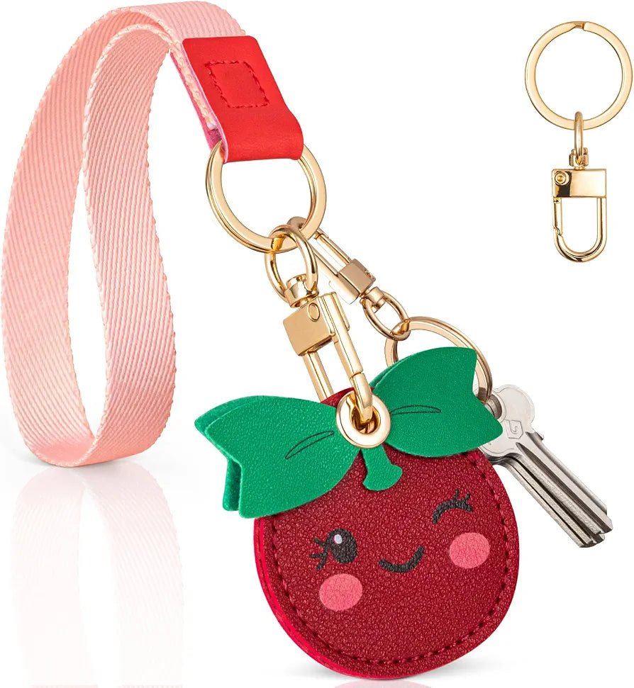 AirTag Wrist Strap Keychain Holder – Leather Tracker Case with Hand Strap for Keys, Phones, Wallets & More