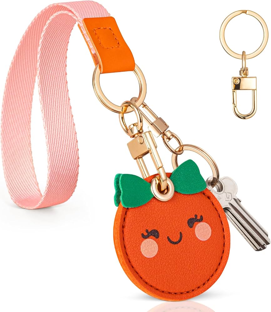 AirTag Wrist Strap Keychain Holder – Leather Tracker Case with Hand Strap for Keys, Phones, Wallets & More