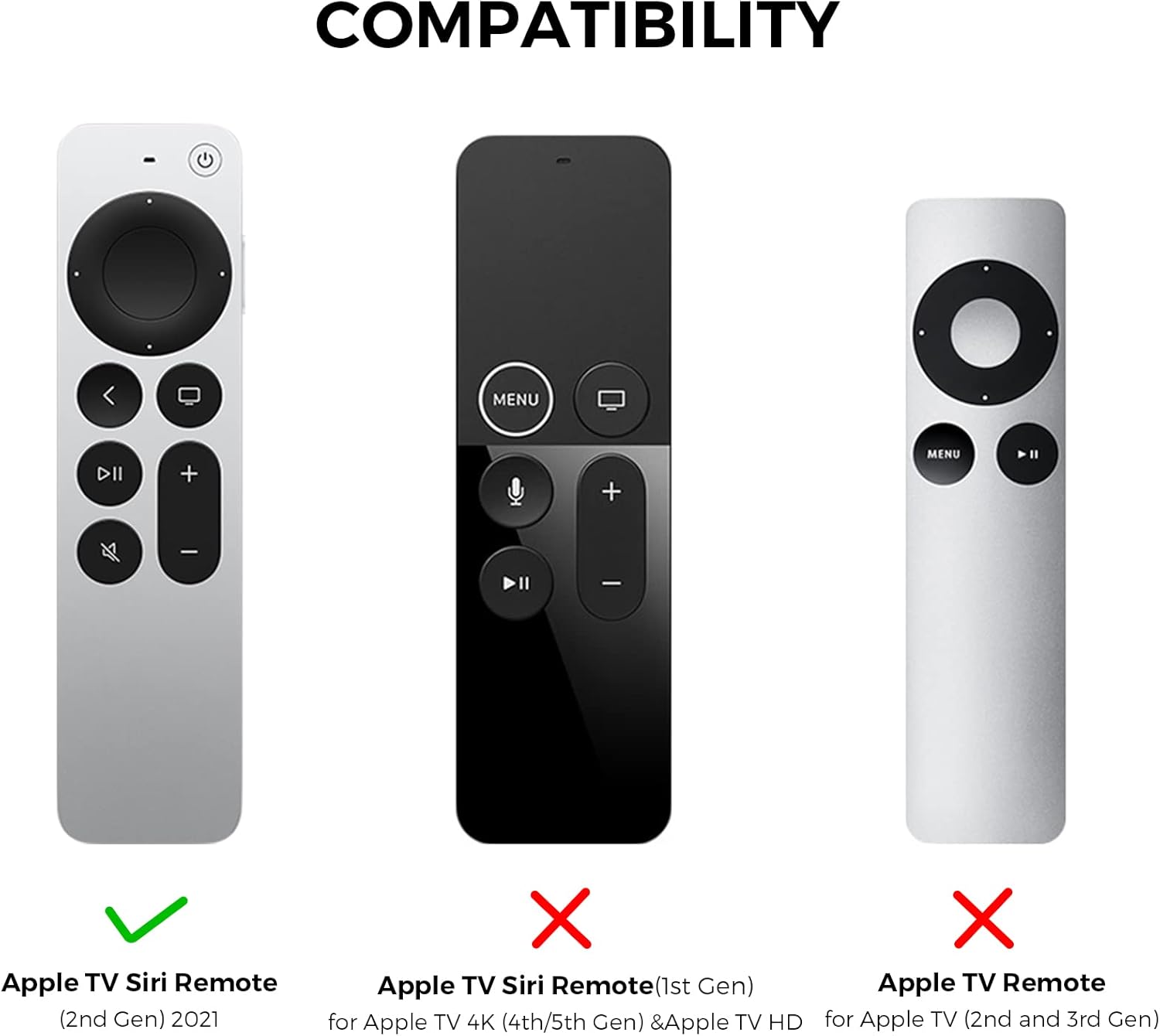 AhaStyle Case Compatible with 2022 Apple TV 4K HD Siri Remote 3rd Generation [AirTag Holder Built in] All Around Cover Apple TV Remote/Siri Remote (2nd) and AirTag (Black)