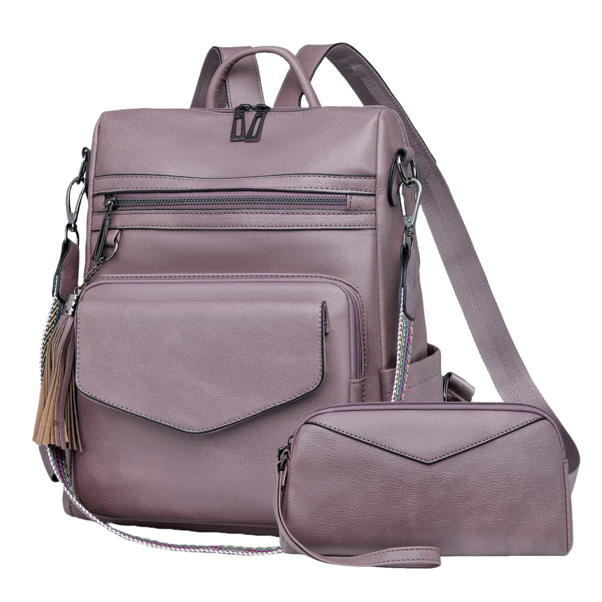 Backpack Purse for Women – Convertible Vegan Leather Shoulder Bag with Wristlet
