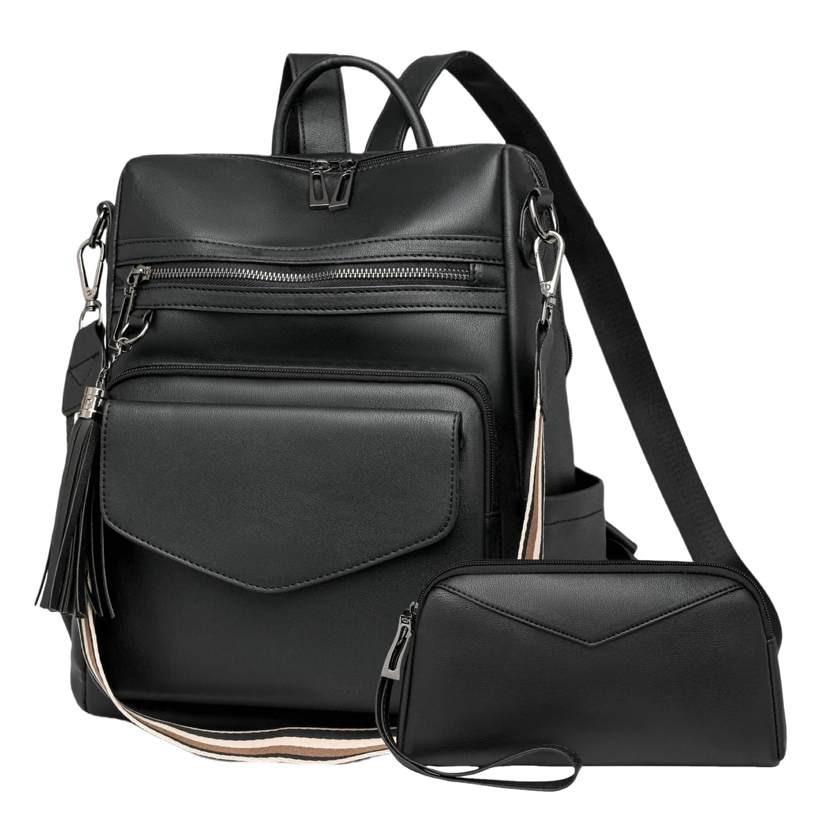 Backpack Purse for Women – Convertible Vegan Leather Shoulder Bag with Wristlet