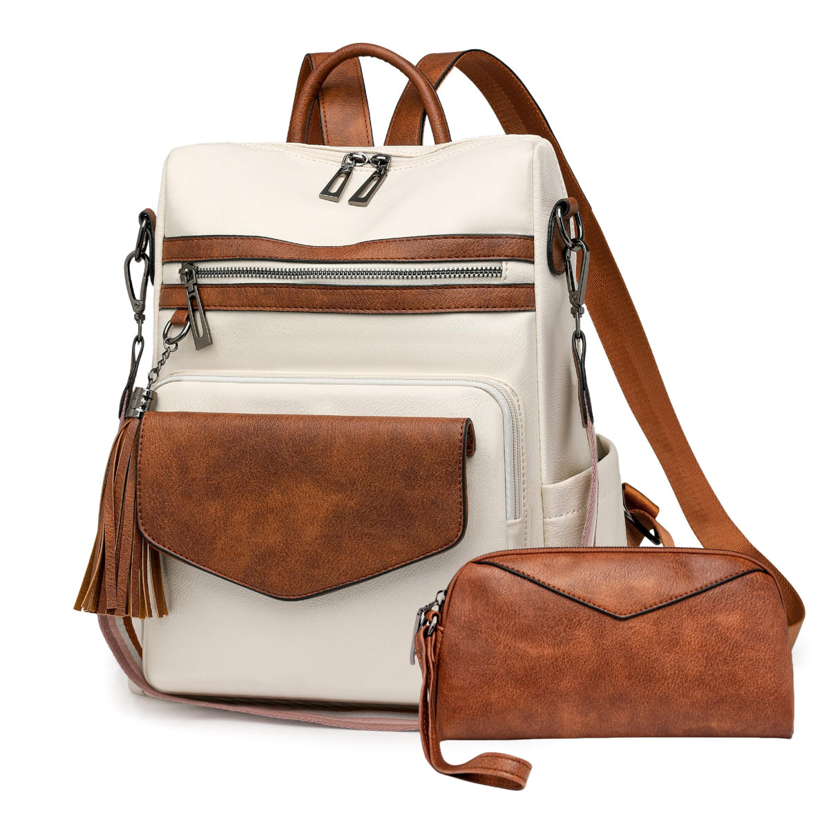 Backpack Purse for Women – Convertible Vegan Leather Shoulder Bag with Wristlet