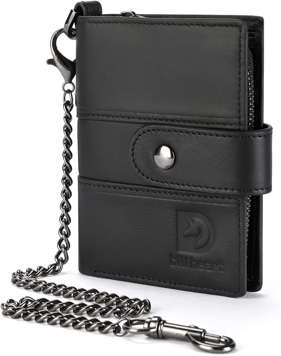 Genuine Leather Chain Wallet for Men RFID Blocking Biker Wallet