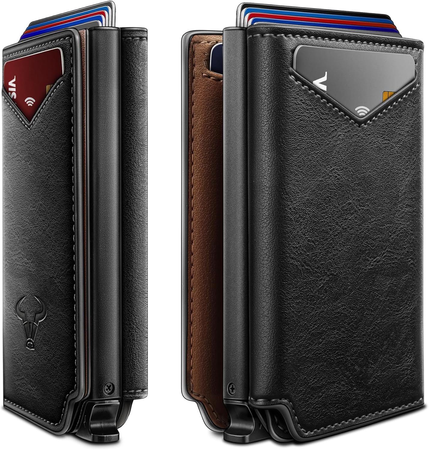 Men’s Slim RFID Wallet with Money Clip – Magnetic Pop-Up Card Holder