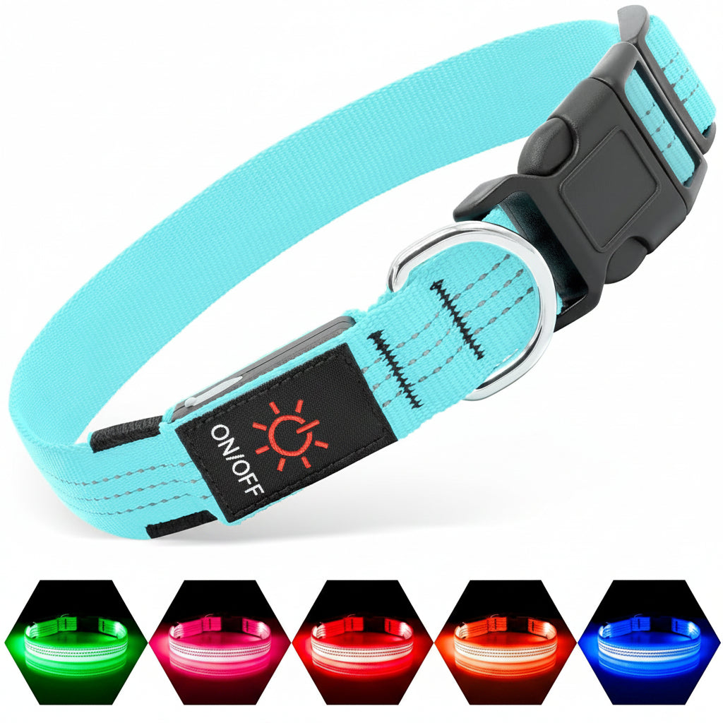 LED AirTag Dog Collar Waterproof Rechargeable Light Up Pet