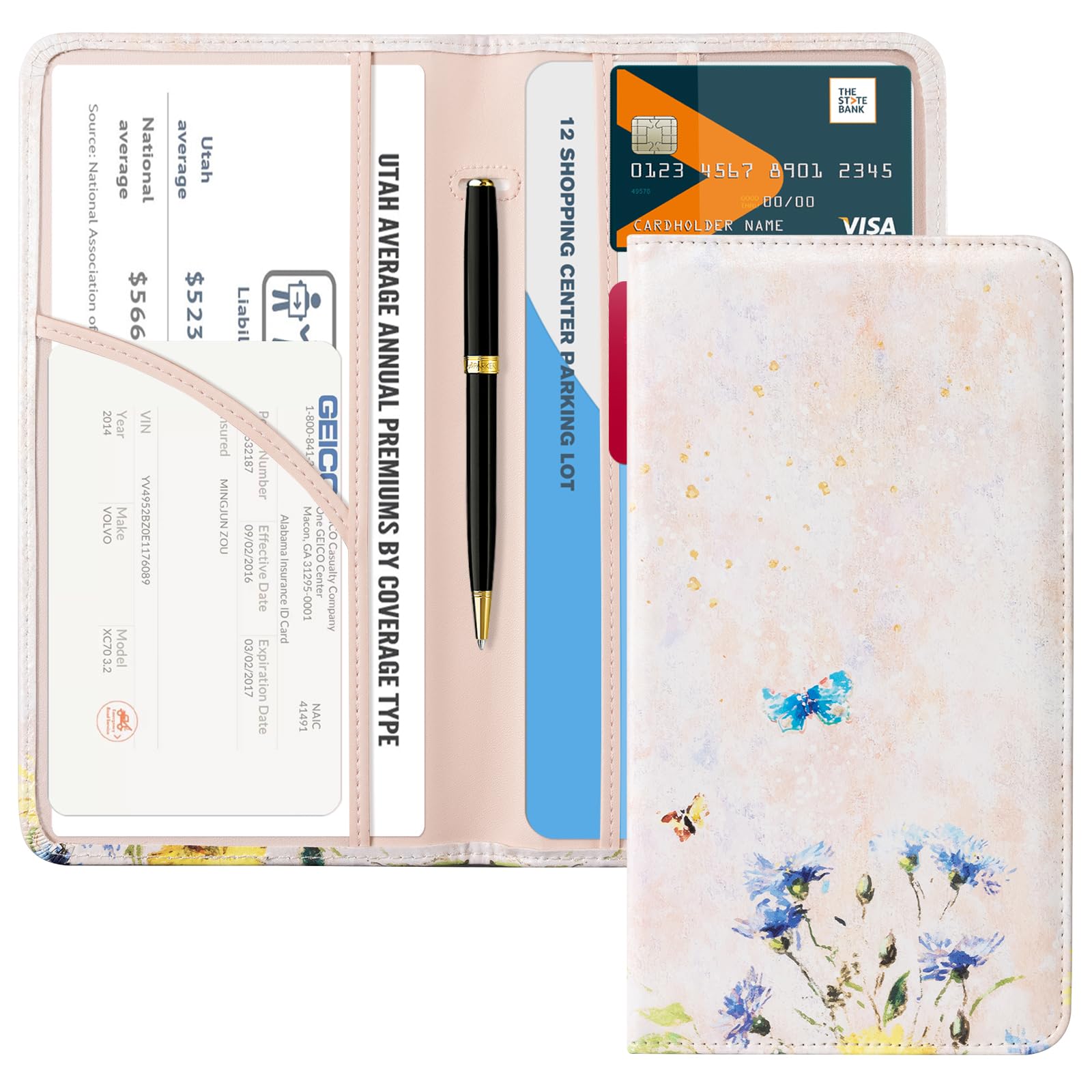 Car Registration Insurance Holder for Glove Box Organizer Case Vehicle