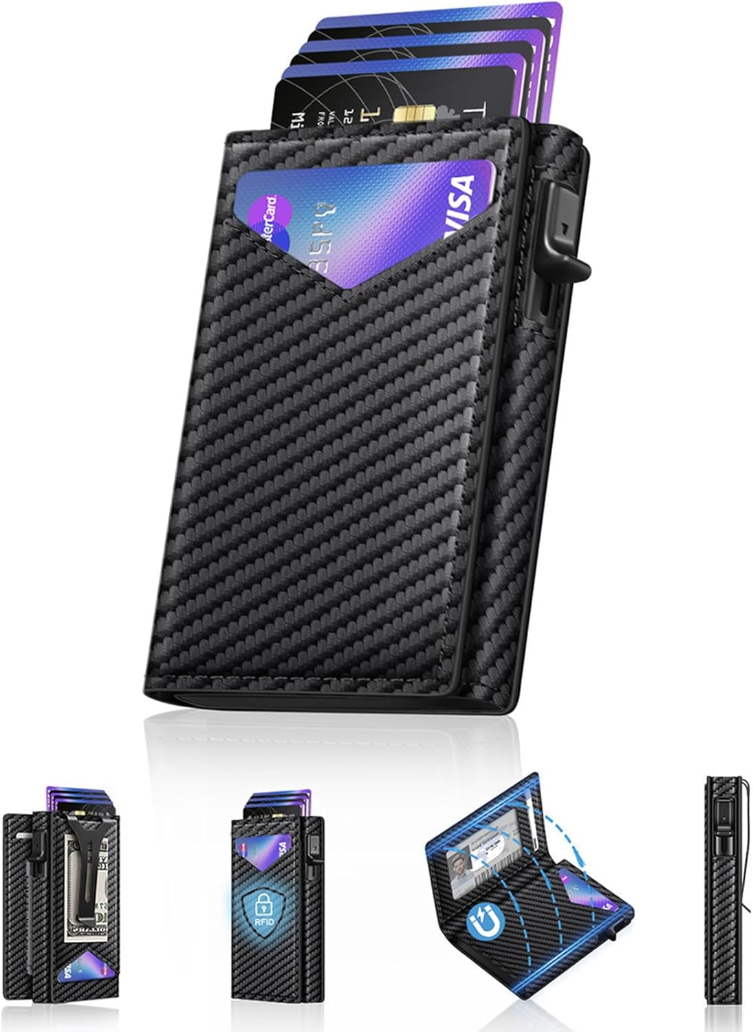 Carbon Fiber Pop Up Wallet – Slim RFID Men’s Wallet - Abbycart