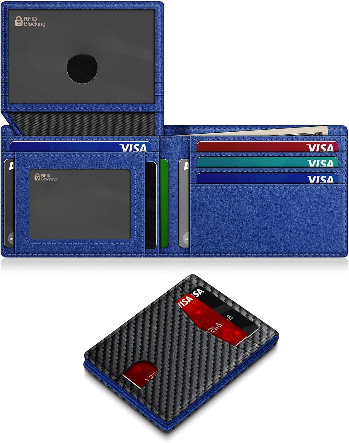 Slim RFID Blocking Leather Wallet for Men with 14 Card Slots