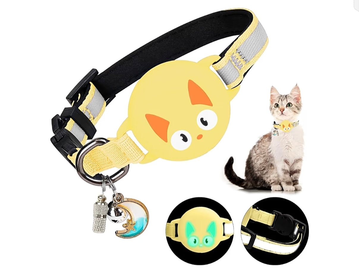 Cat Collar with Airtag Holder Reflective Adjustable Band