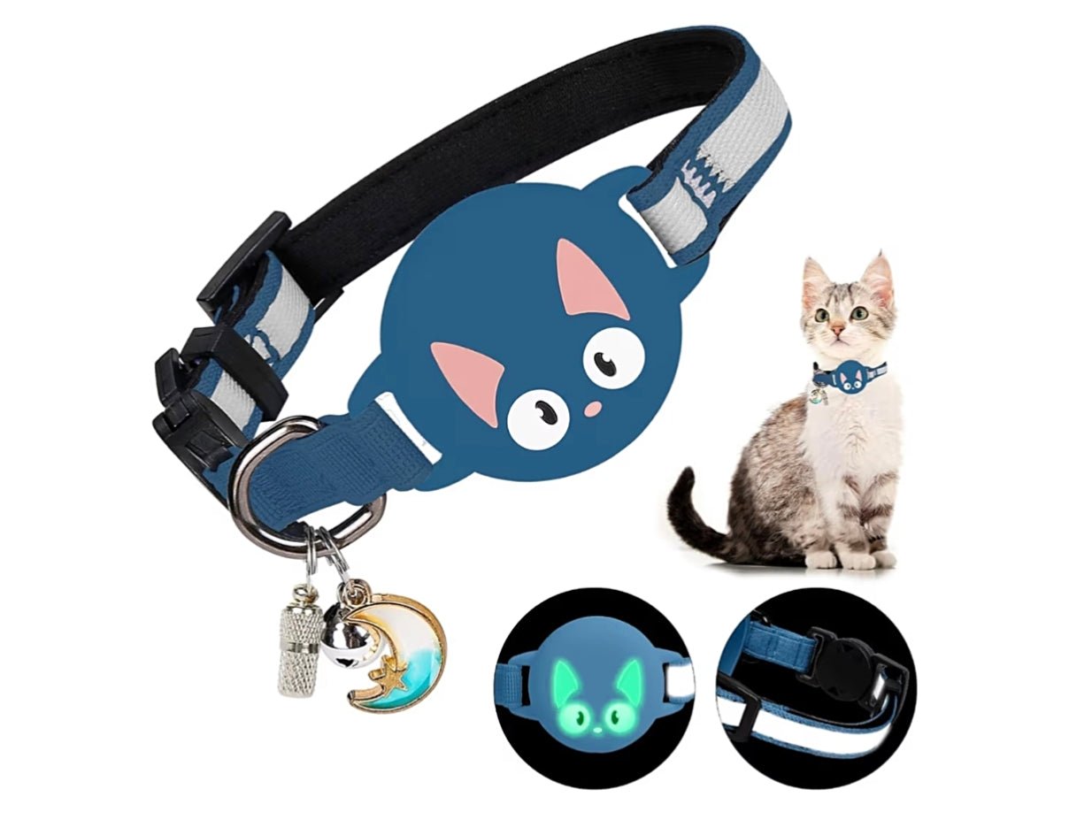 Cat Collar with Airtag Holder Reflective Adjustable Band