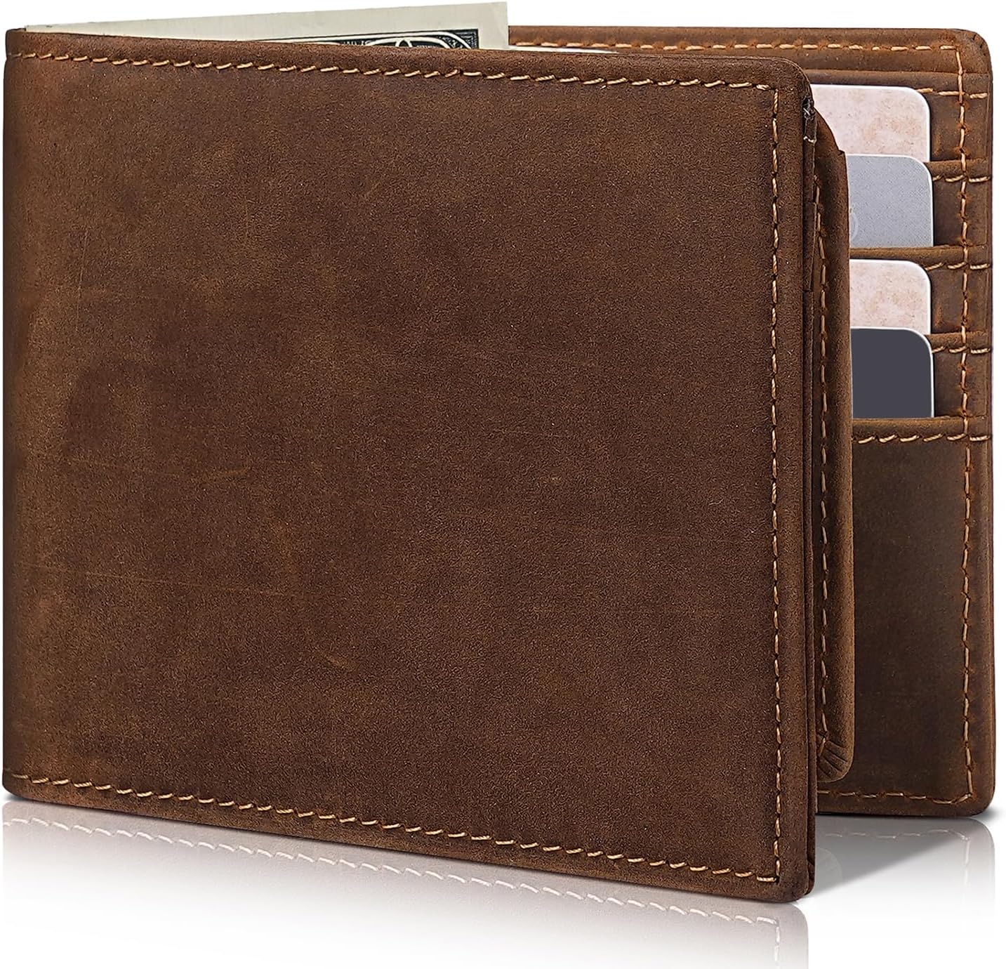 Genuine Leather RFID Blocking Wallet for Men 13 Card Bifold