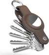 Compact Carbon Fiber Leather Key Organizer with AirTag Holder – Securely Holds Up to 6 Keys, Compatible with Apple AirTag, Includes Keyring - Abbycart