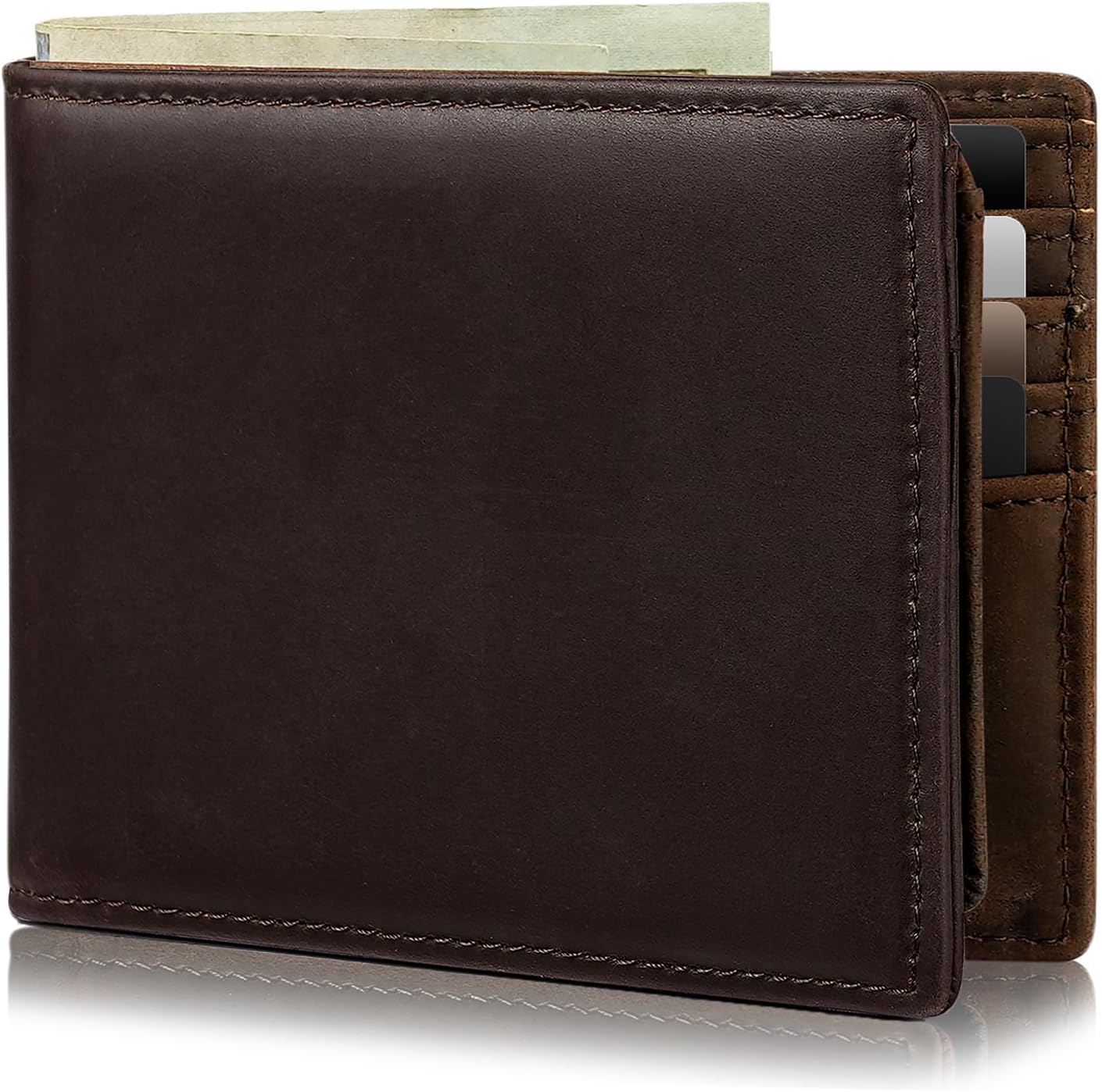 Genuine Leather RFID Blocking Wallet for Men 13 Card Bifold