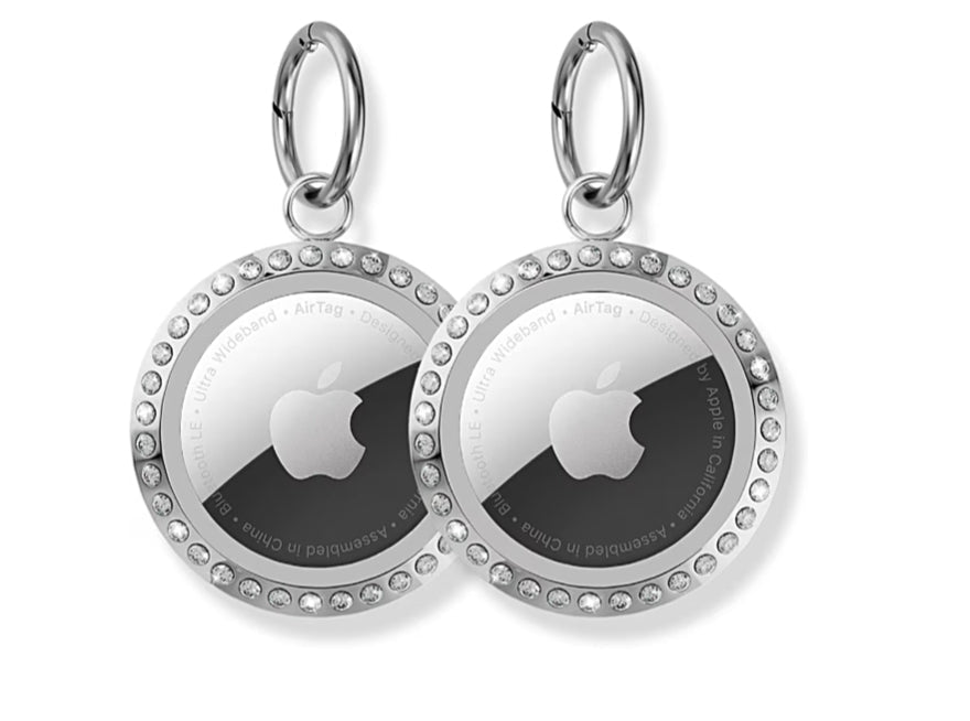 Elegant Titanium AirTag Necklace – Adjustable Chain with Rhinestone Accents for Style & Security
