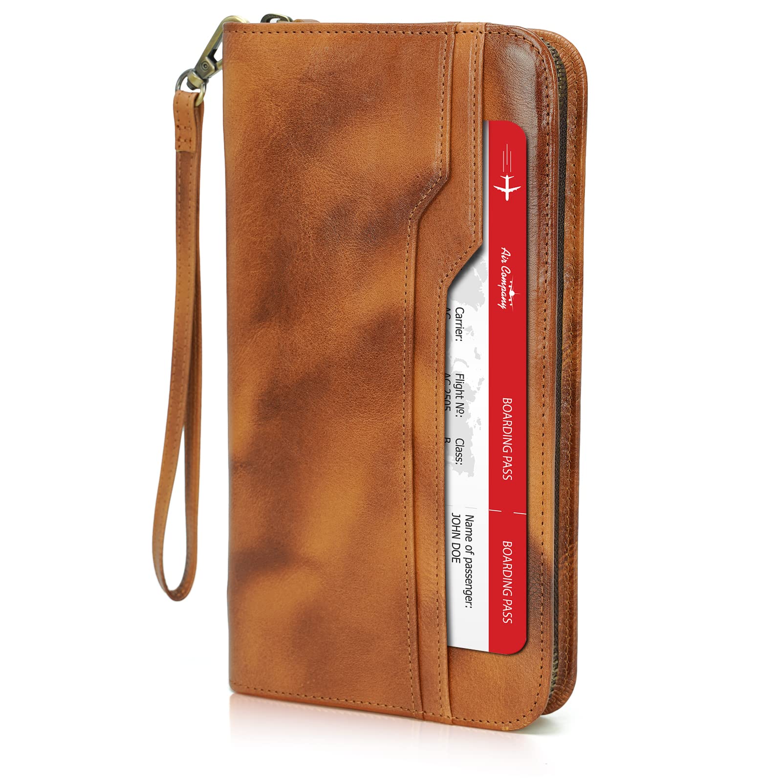Family Leather Passport Wallet RFID Blocking Holder for 6 Passports