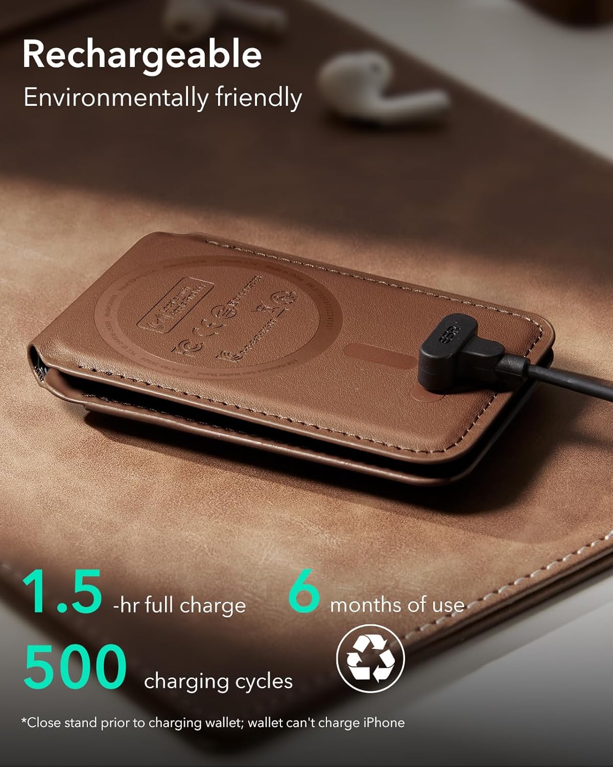 Find My MagSafe Wallet with Stand, RFID Blocking, 5-Card Leather