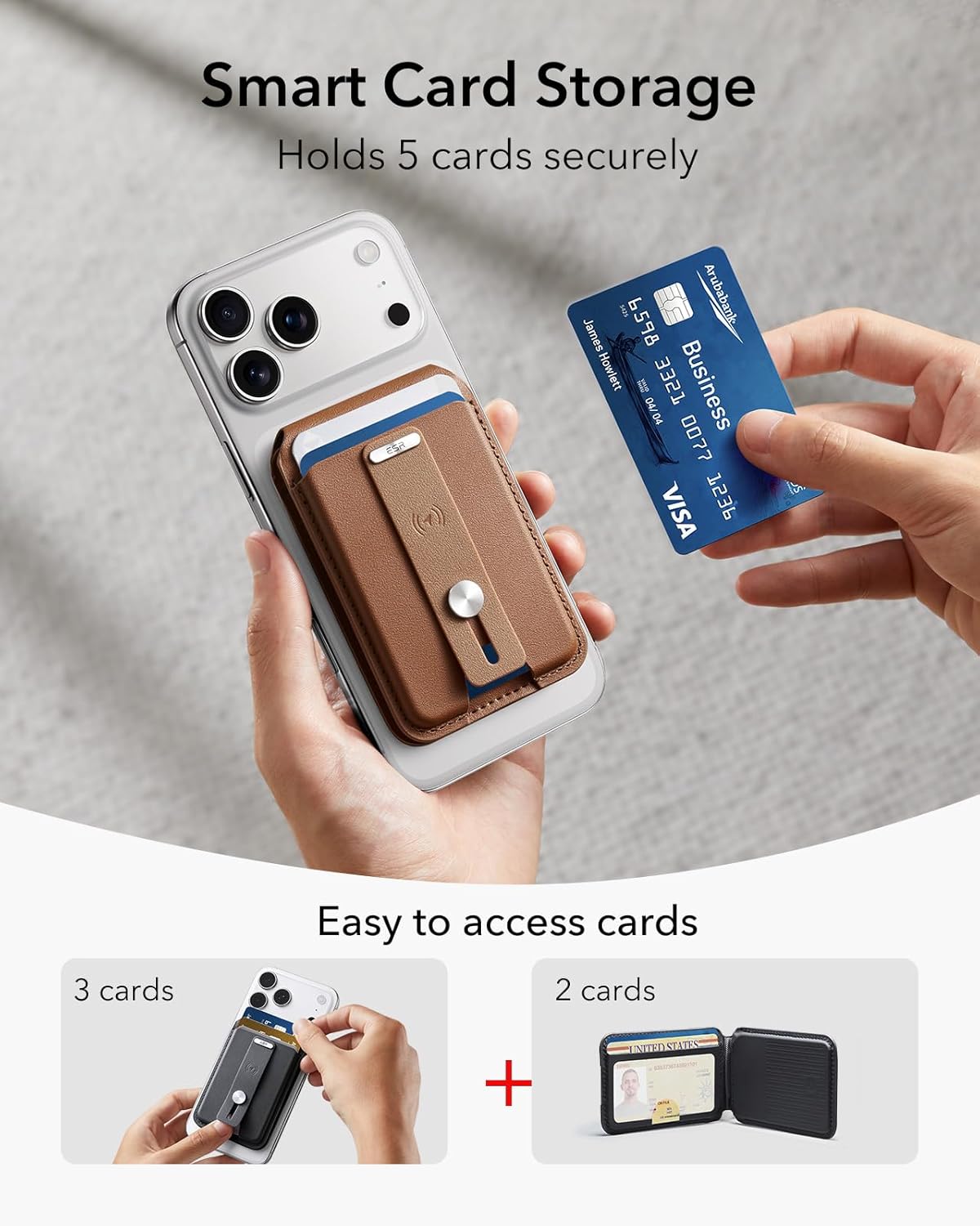 Find My MagSafe Wallet with Stand, RFID Blocking, 5-Card Leather