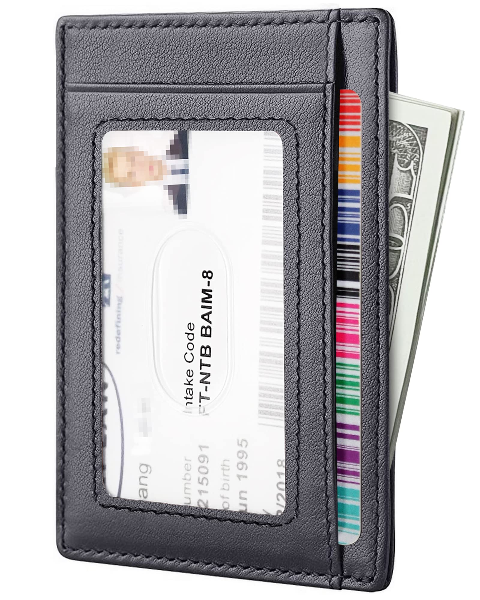 Front Pocket Minimalist Leather Slim Wallet RFID Blocking Medium Size