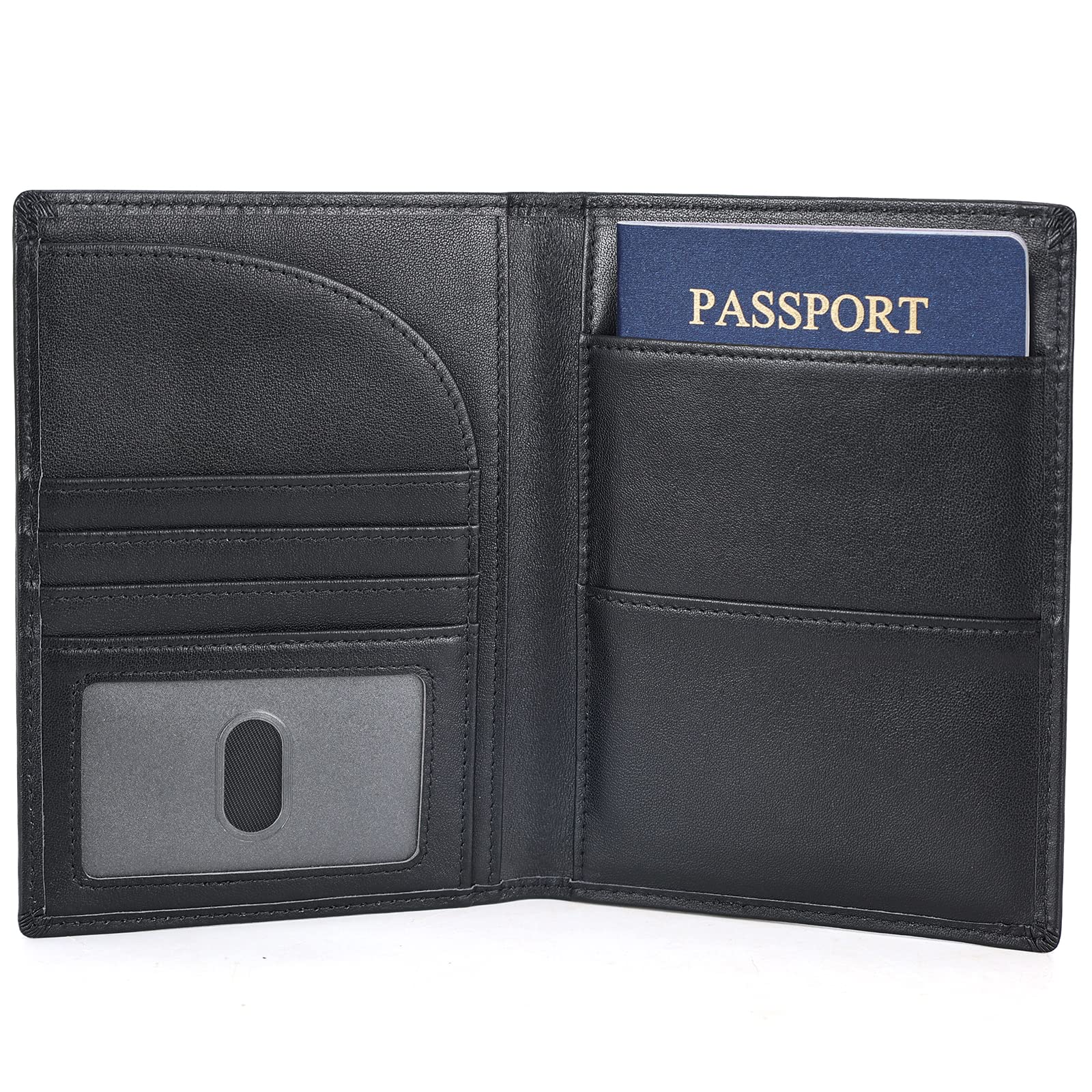 Full Grain Leather Passport Holder RFID Blocking Travel Wallet