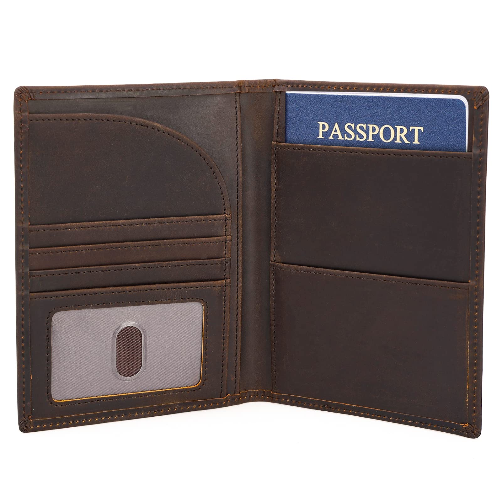 Full Grain Leather Passport Holder RFID Blocking Travel Wallet