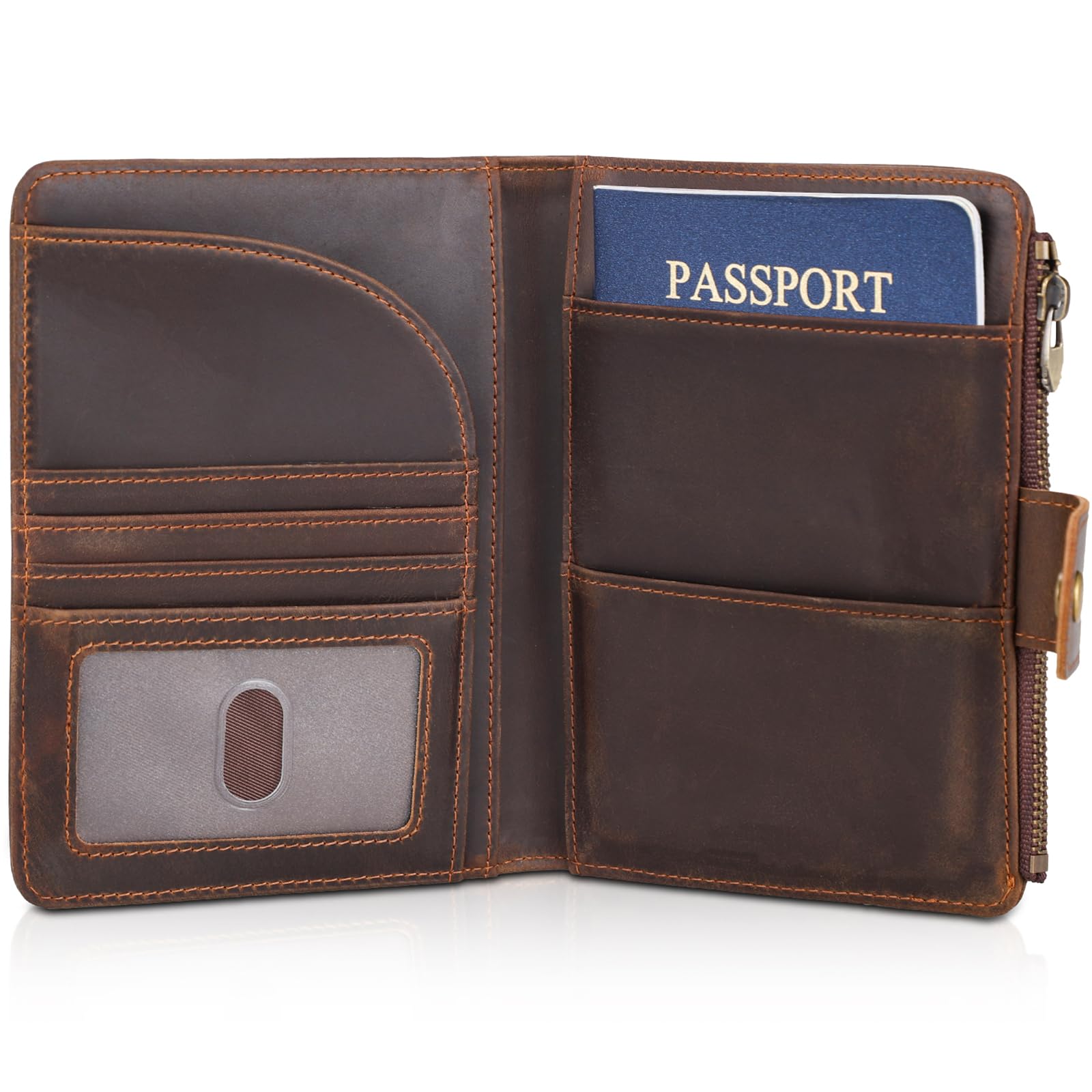 Full Grain Leather Passport Holder RFID Blocking Travel Wallet