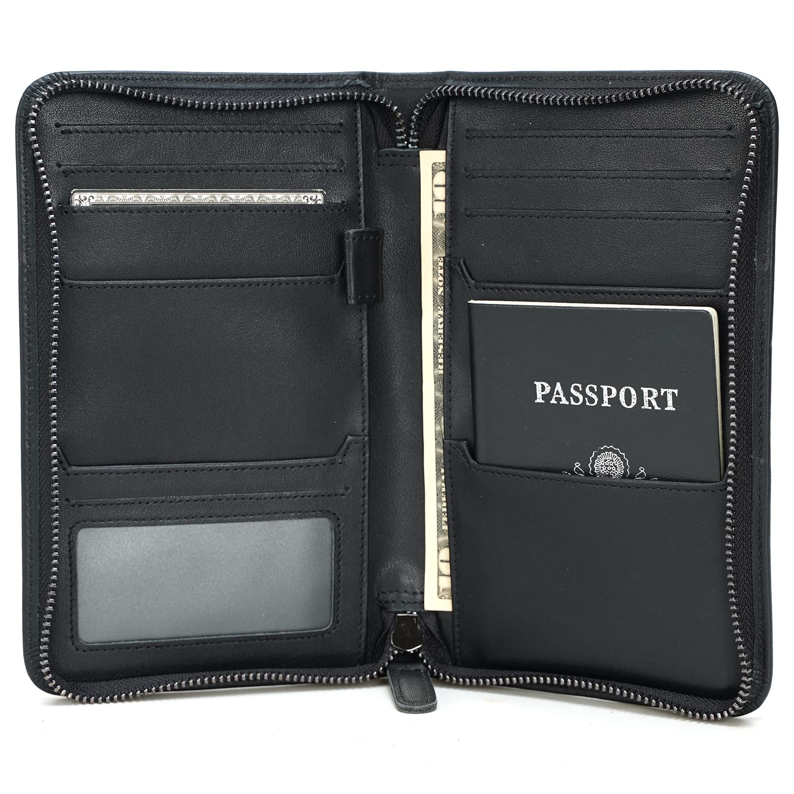 Full Grain Leather Passport Holder with AirTag Slot & RFID Protection