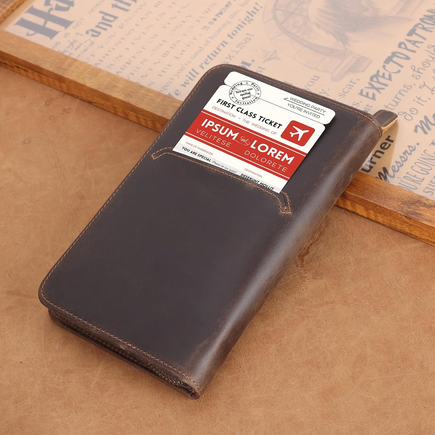 Full Grain Leather Passport Holder with AirTag Slot & RFID Protection