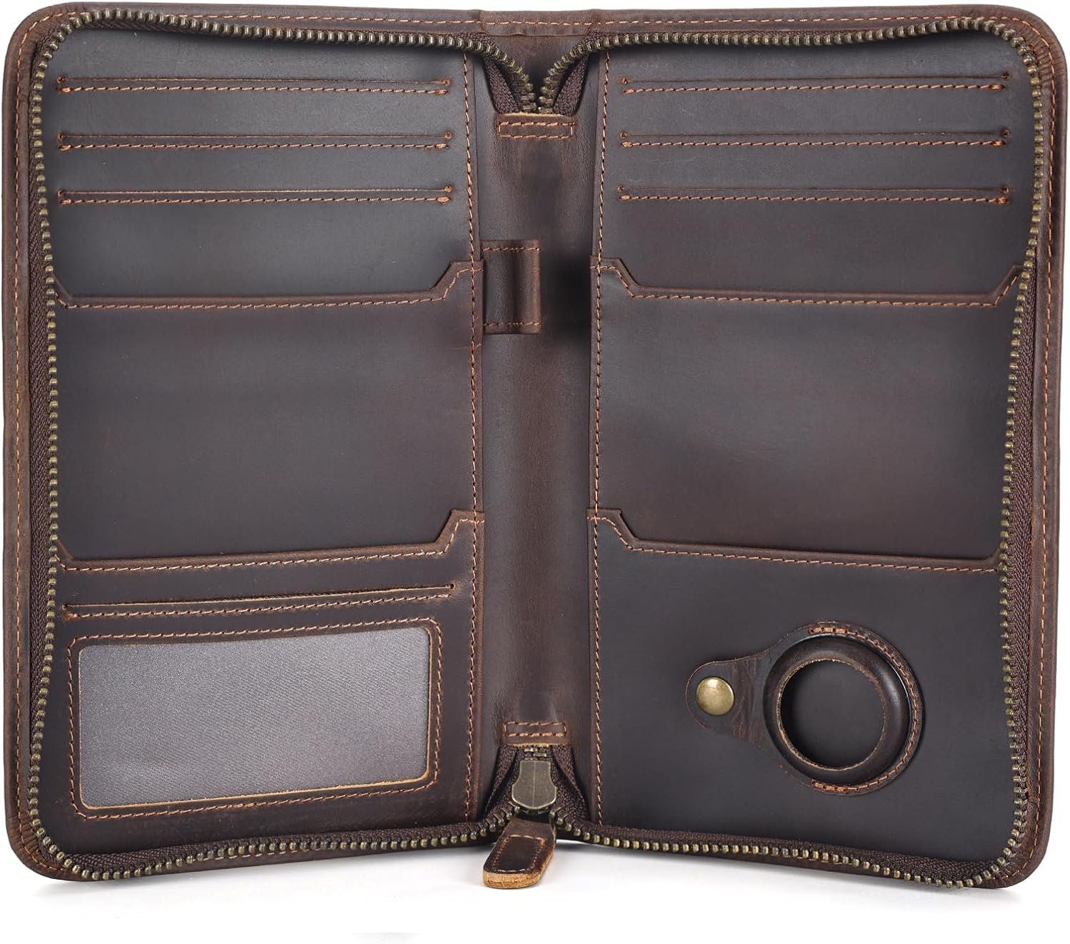 Full Grain Leather Passport Holder with AirTag Slot & RFID Protection