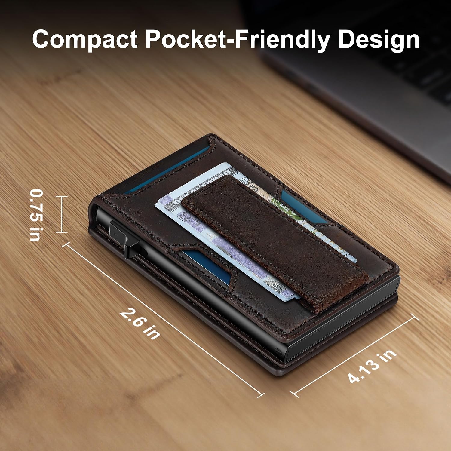 Genuine Leather Wallet for Men: Smart Pop Up Wallets Magnetic Money Clip | Full Grain Rfid Slim Minimalist Card Holder - Small Front Pocket Wallets Gift for Husband Birthday Anniversary