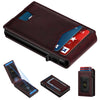 Full Grain Leather RFID Pop Up Wallet for Men Slim Front Pocket