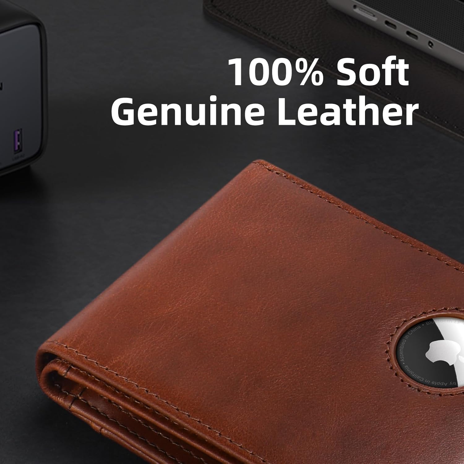 Genuine Leather AirTag Wallet for Men - RFID Blocking Billfold with 11+ Card Slots - Abbycart