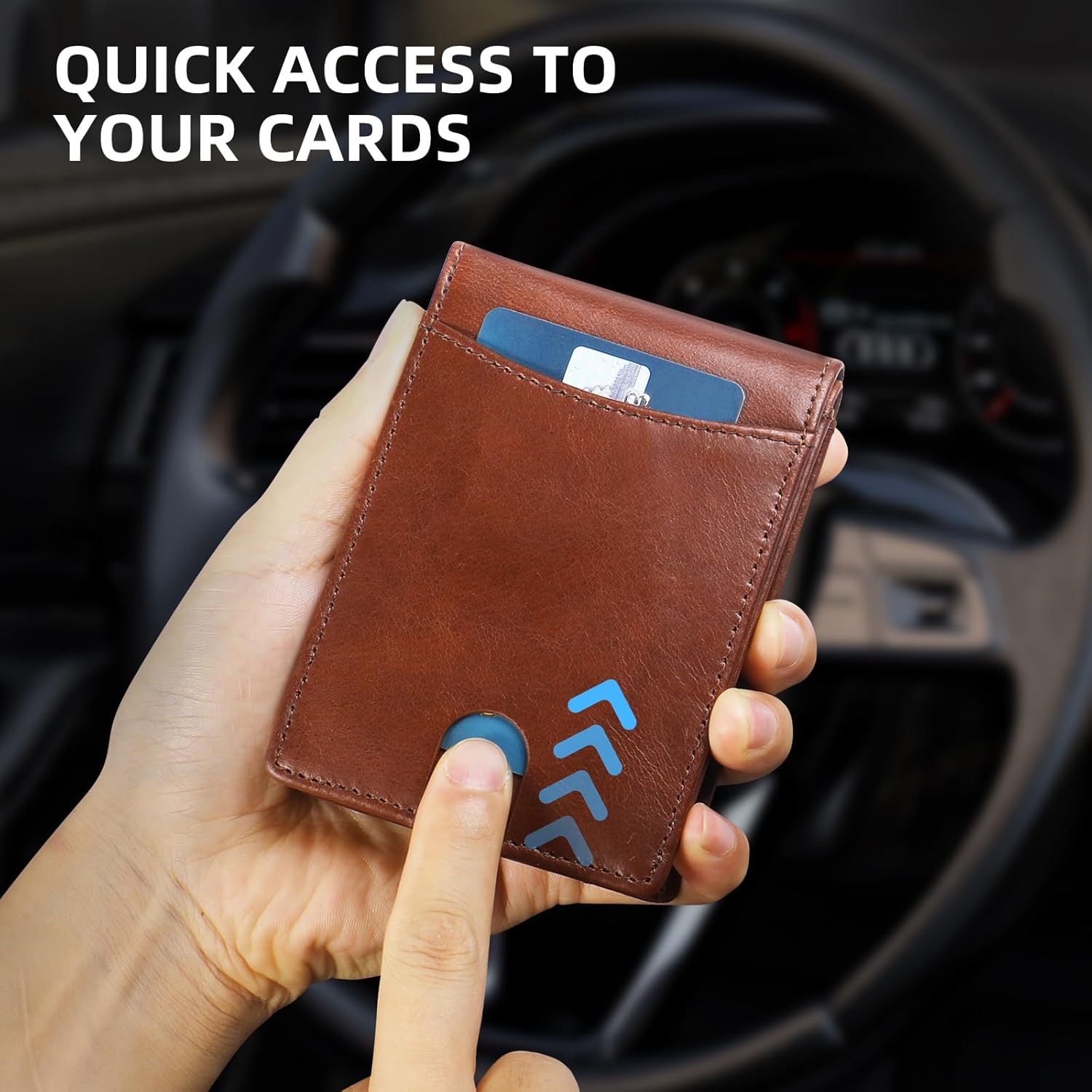 Genuine Leather AirTag Wallet for Men - RFID Blocking Billfold with 11+ Card Slots - Abbycart