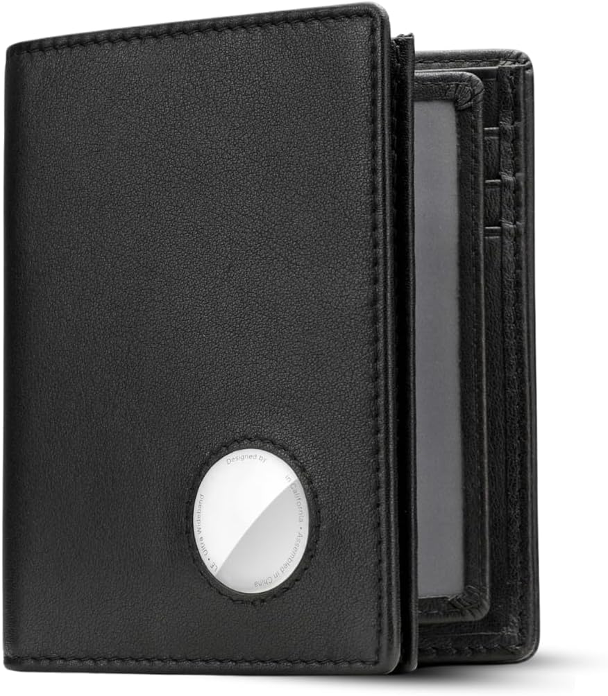 Genuine Leather AirTag Wallet – RFID Blocking Bifold for Men - Abbycart
