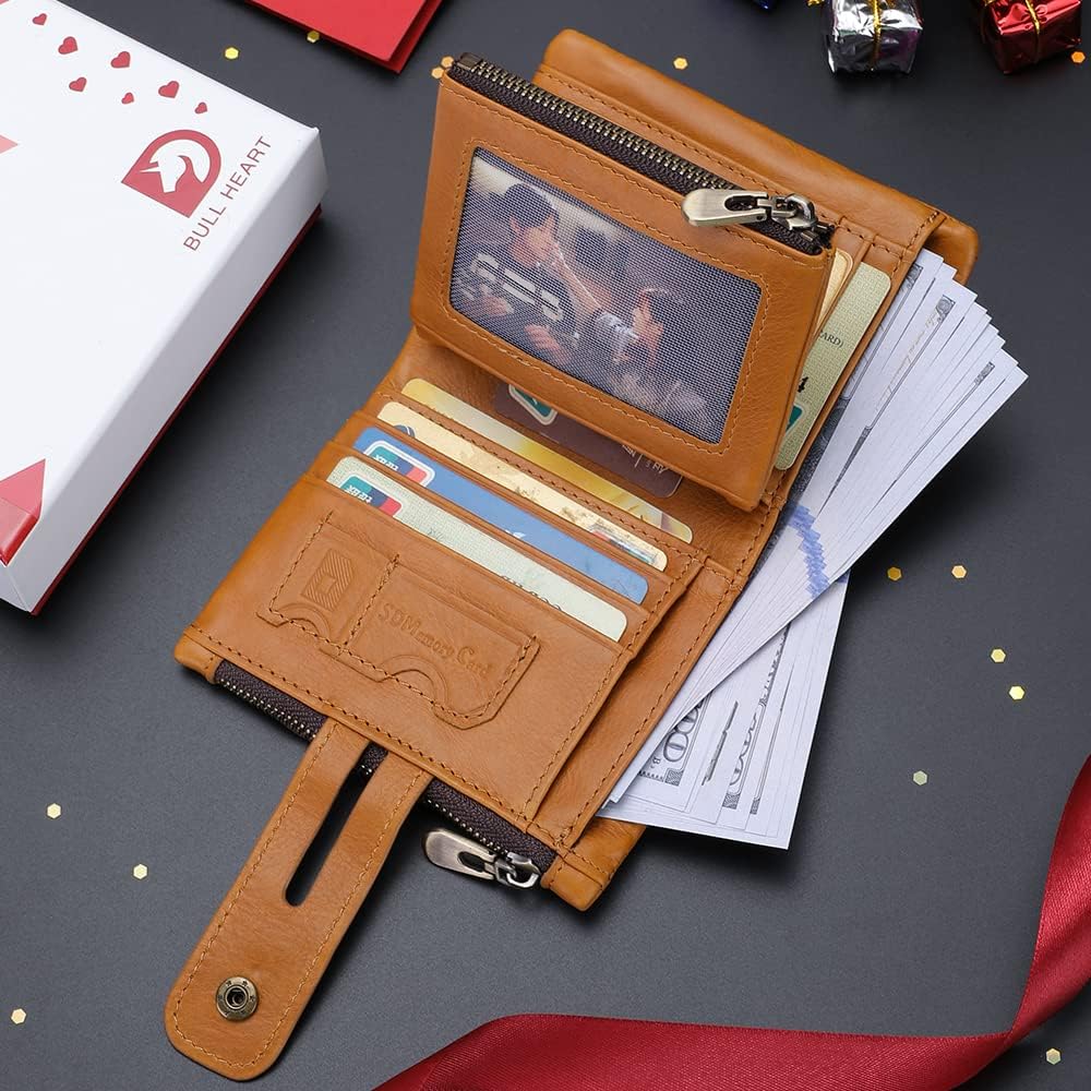 Genuine Leather Chain Wallet for Men RFID Blocking Biker Wallet