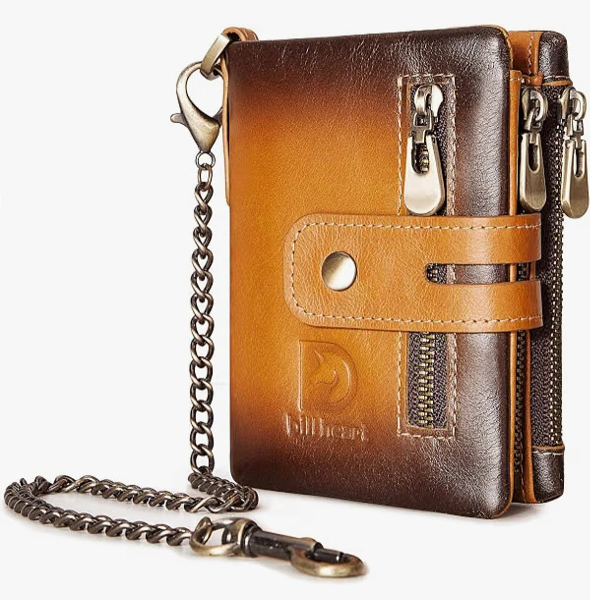 Genuine Leather Chain Wallet for Men RFID Blocking Biker Wallet