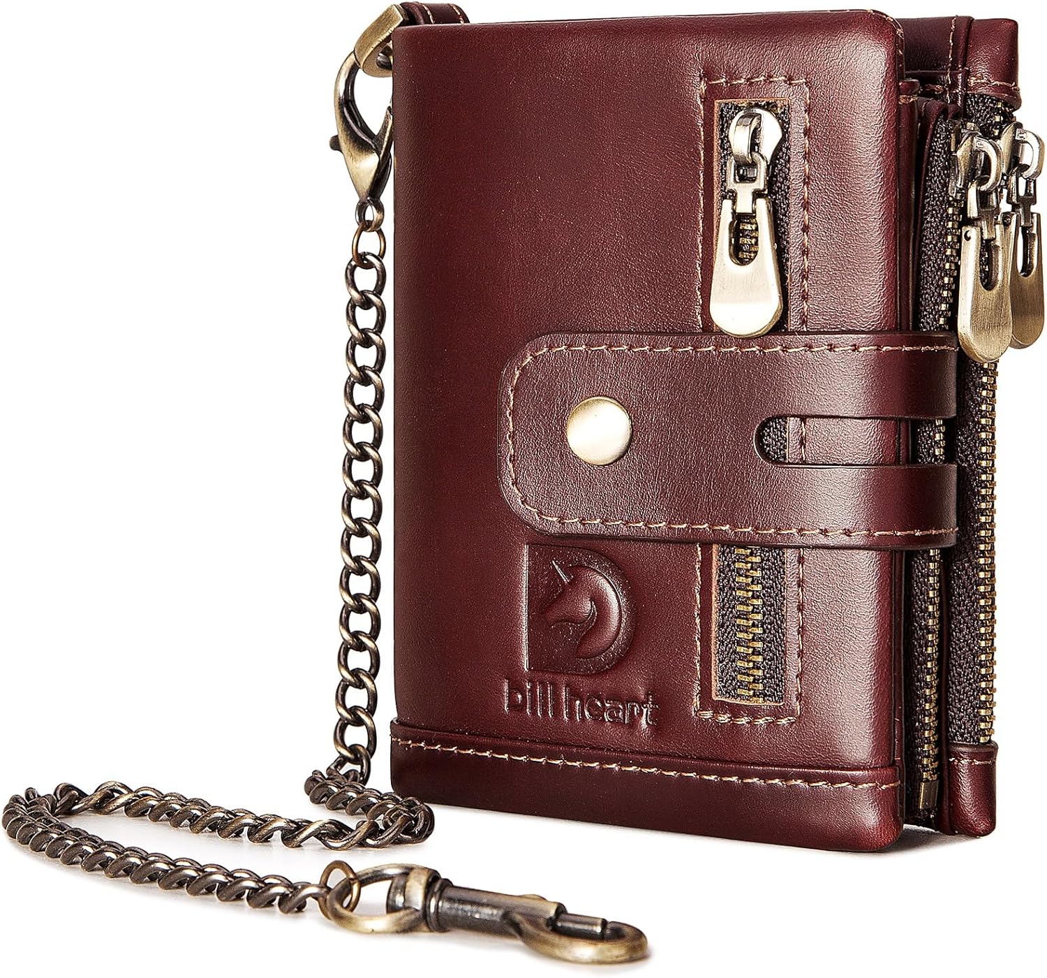 Genuine Leather Chain Wallet for Men RFID Blocking Biker Wallet