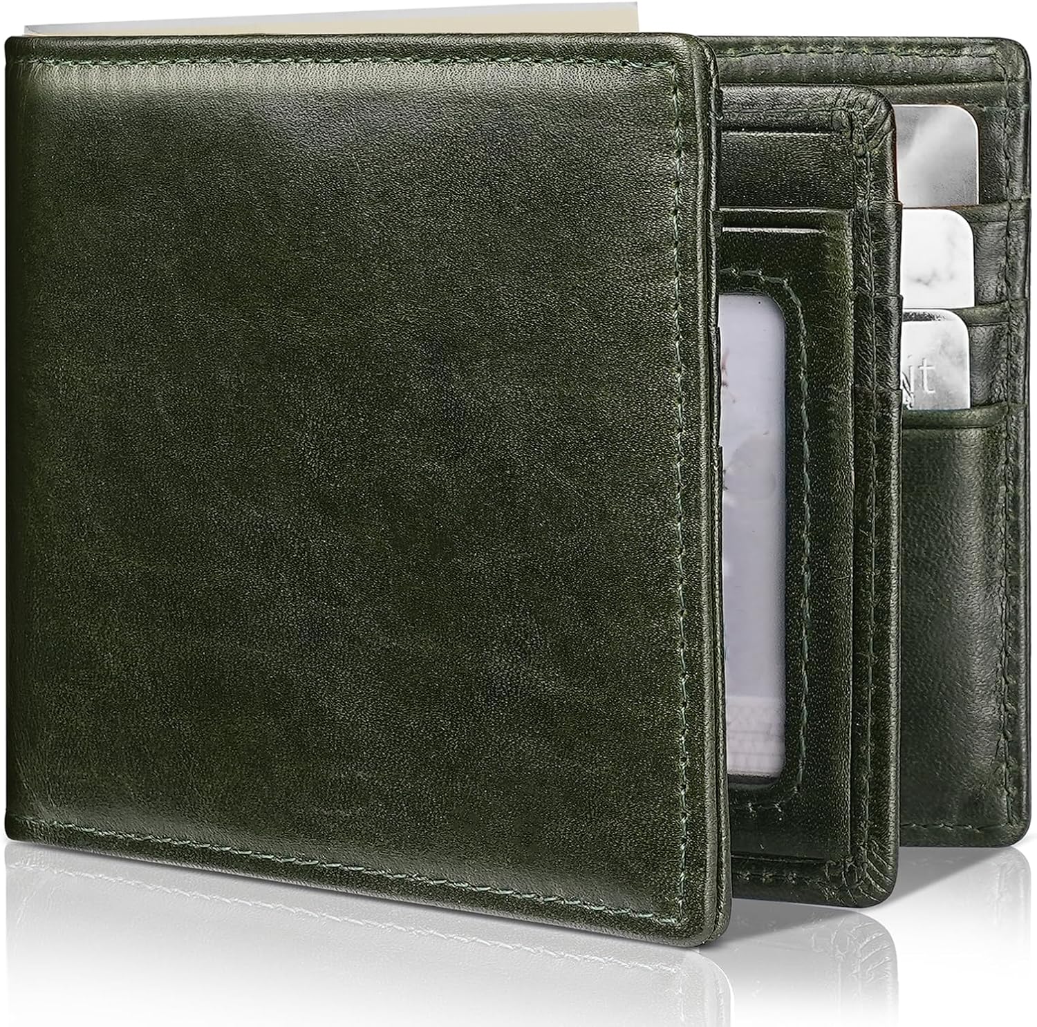Genuine Leather Men’s RFID Blocking Bifold Wallet with 13 Card Slots