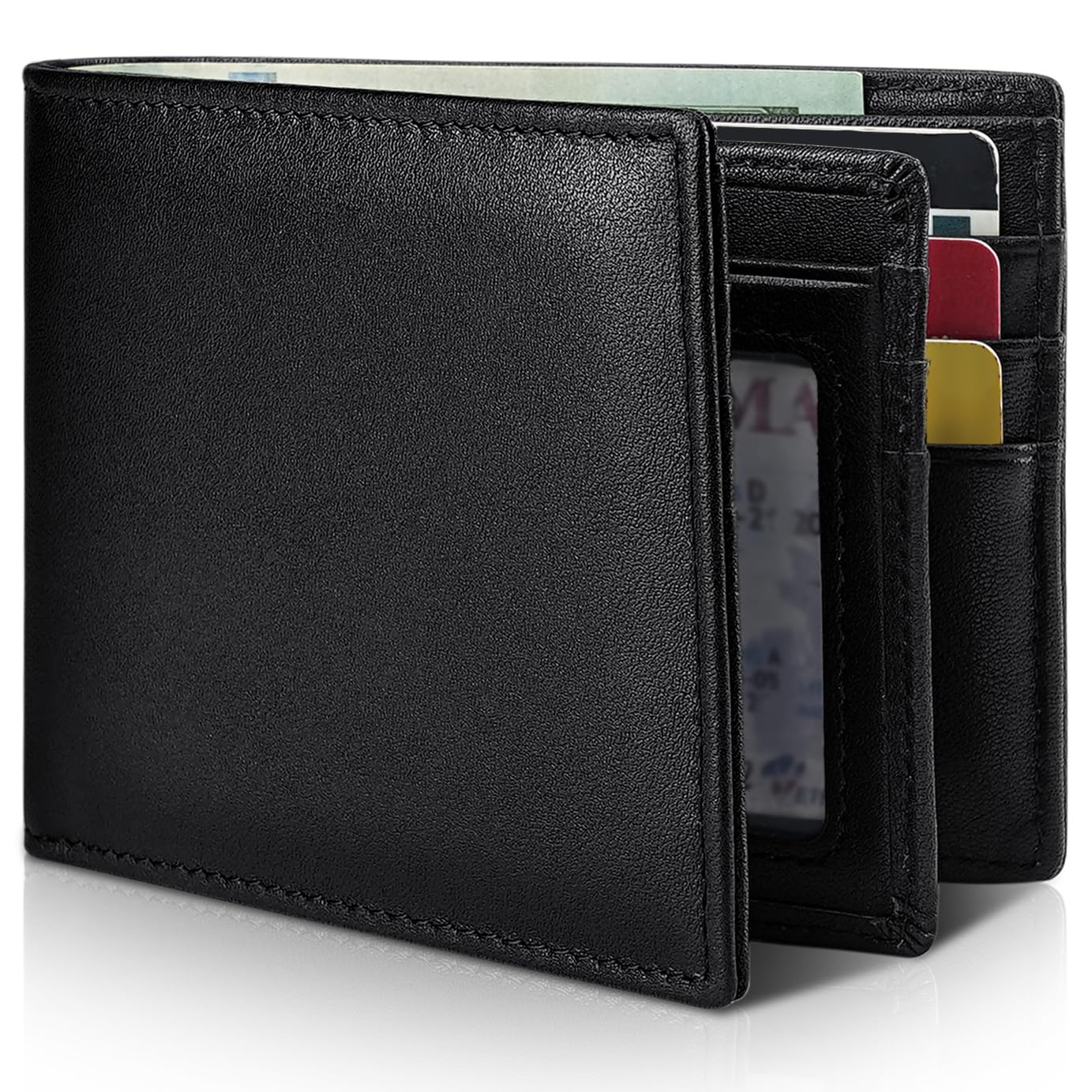 Genuine Leather Men’s RFID Blocking Bifold Wallet with 13 Card Slots