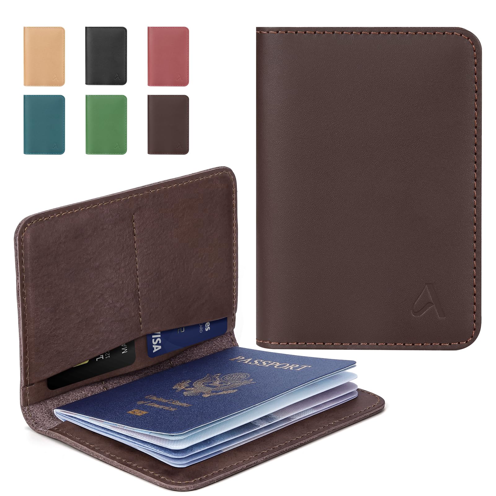Genuine Leather Passport Holder with AirTag Slot – Travel Wallet & Airport Essentials - Abbycart