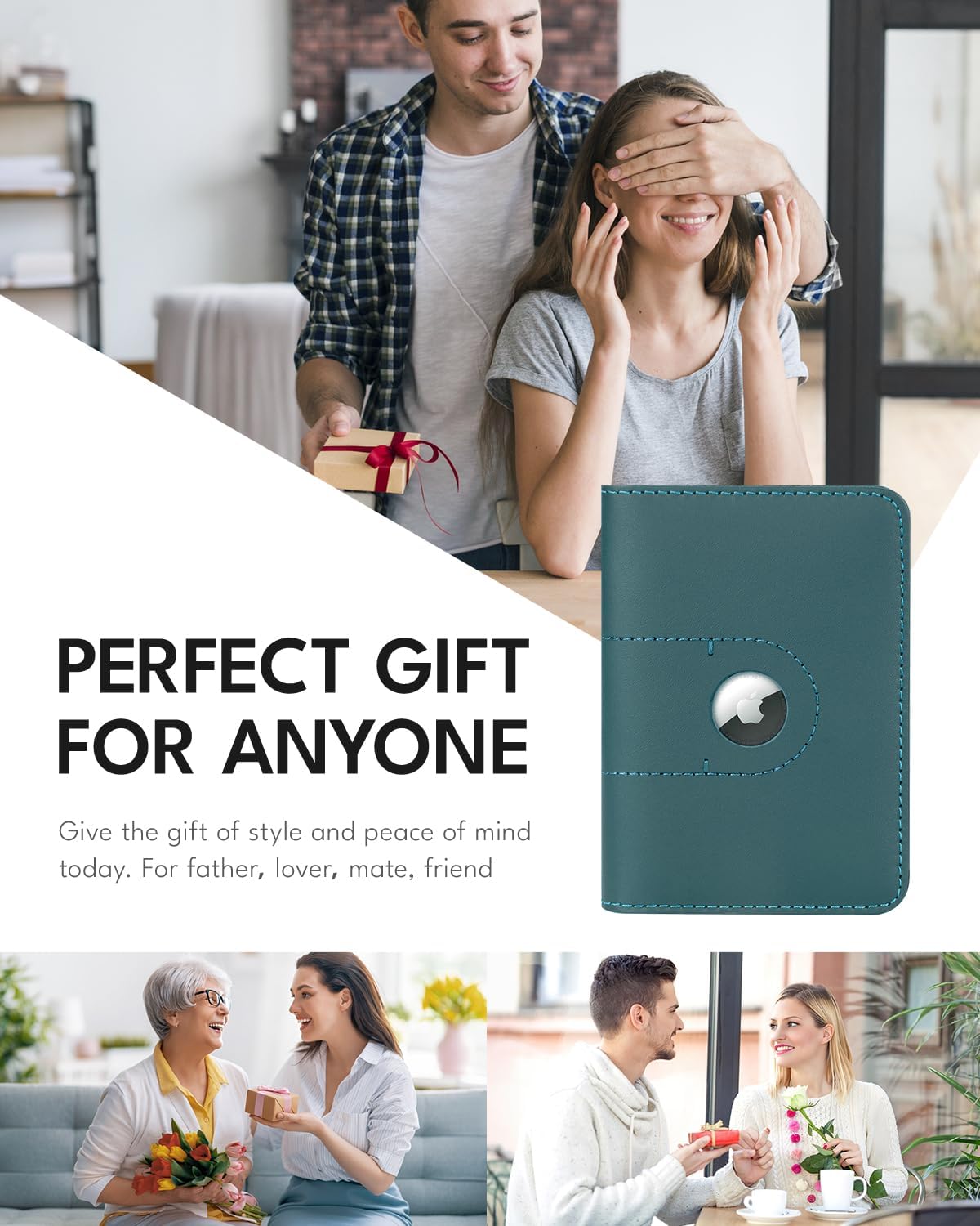 Genuine Leather Passport Holder with AirTag Slot – Travel Wallet & Airport Essentials - Abbycart