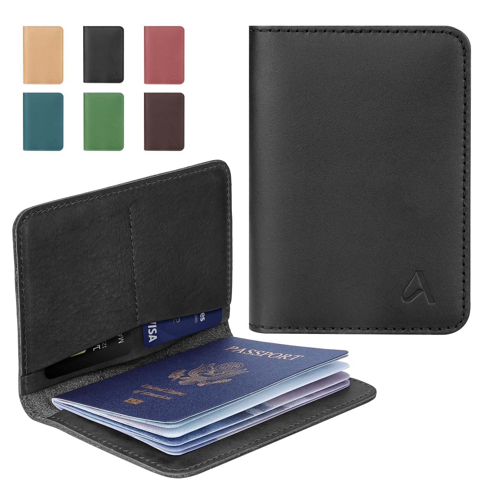 Genuine Leather Passport Holder with AirTag Slot – Travel Wallet & Airport Essentials - Abbycart