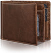 Genuine Leather RFID Blocking Bifold Wallet for Men 14 Card Slots